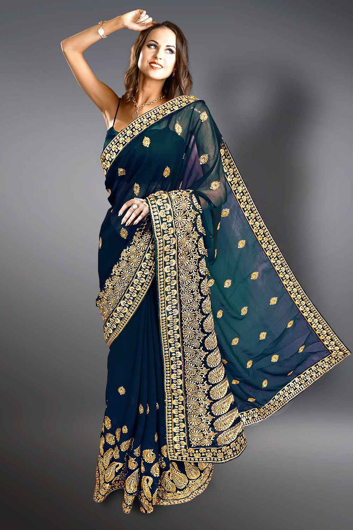 Blue Wedding Saree