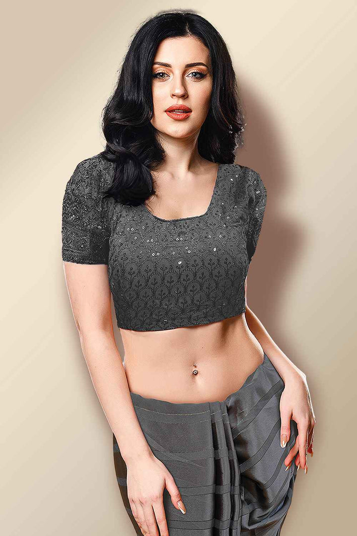 Grey Sequin Blouse