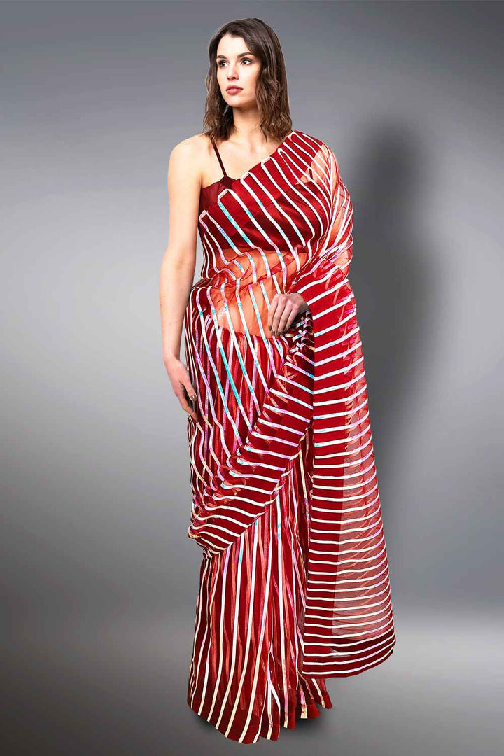 Maroon Net Saree