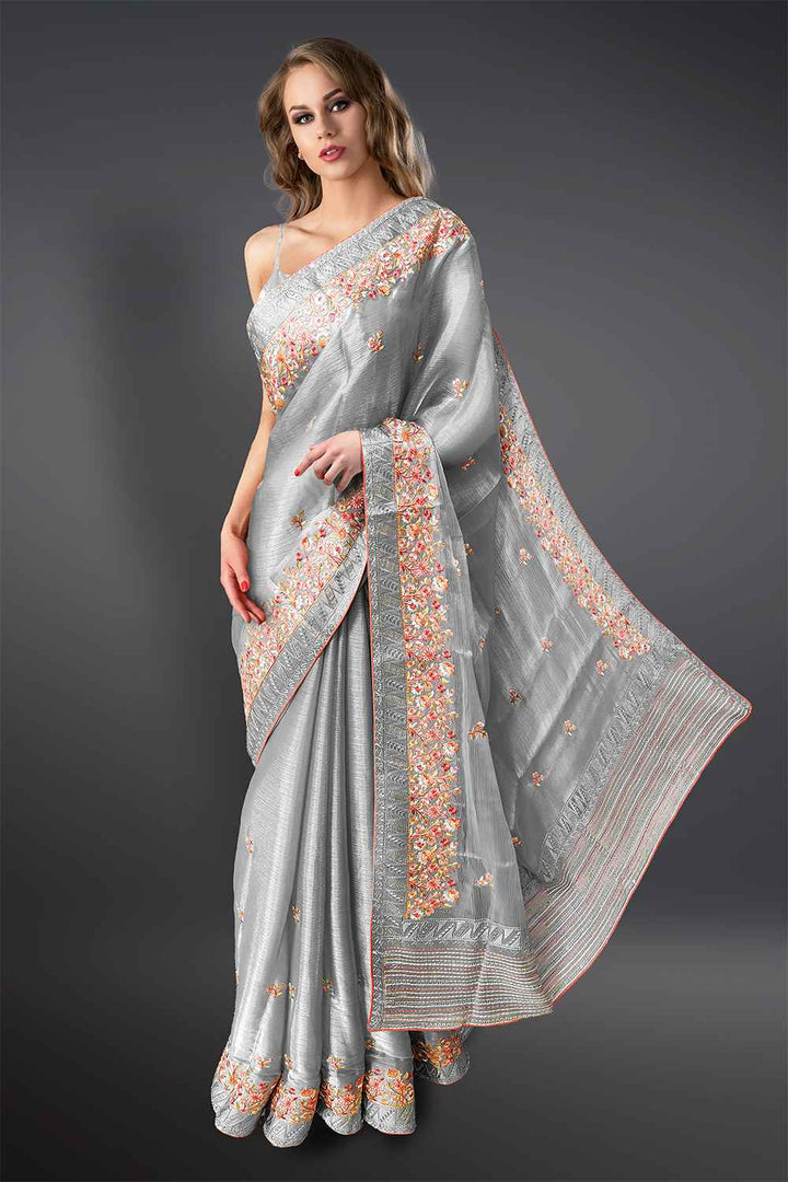 Modern Floral Work Saree
