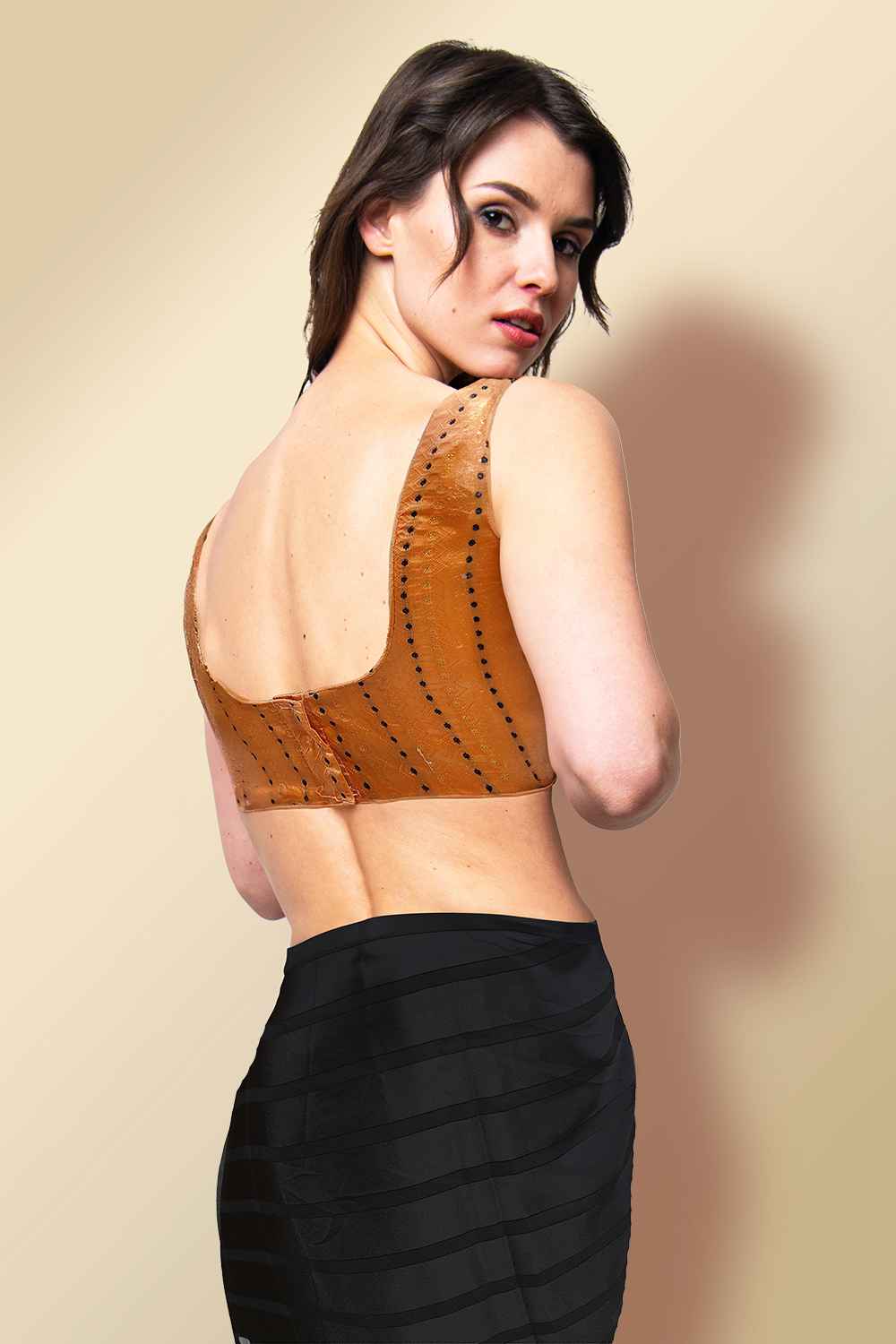 Orange Brocade Blouse