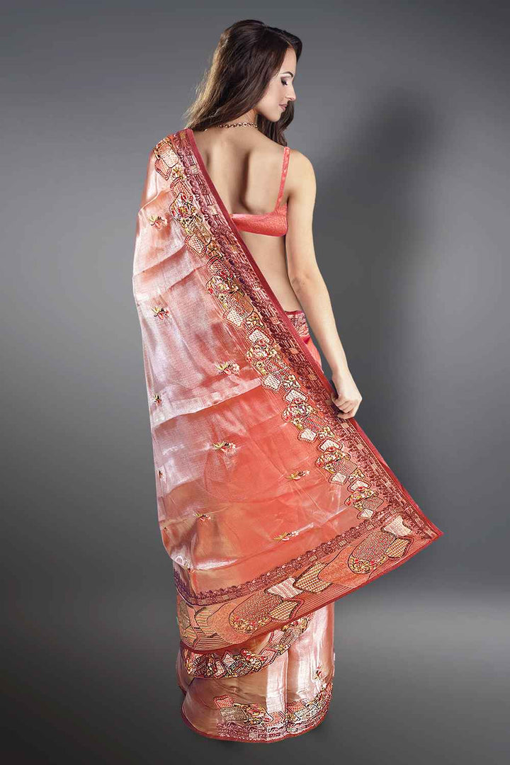 Peach Colour Wedding Saree