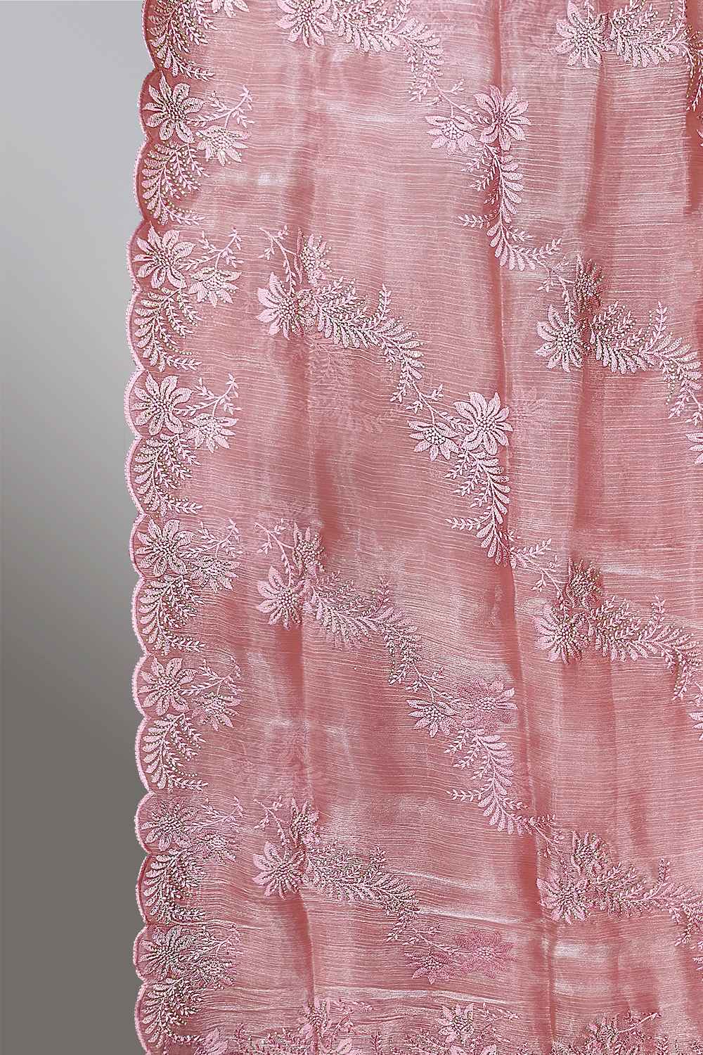 Peach Organza Saree