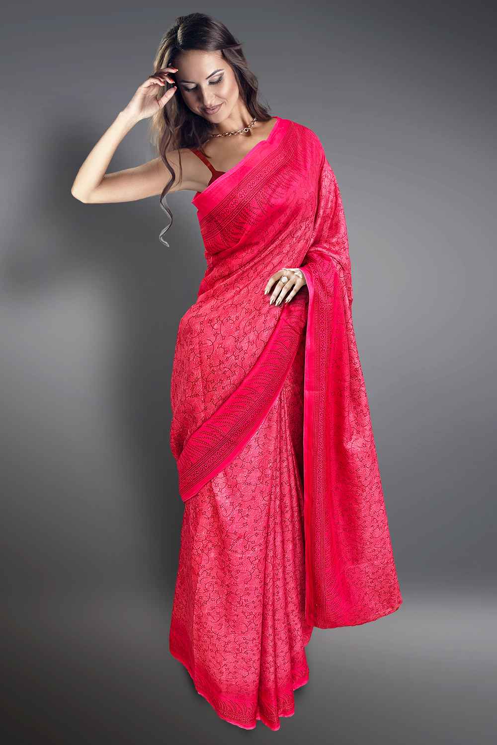 Pink Printed Saree