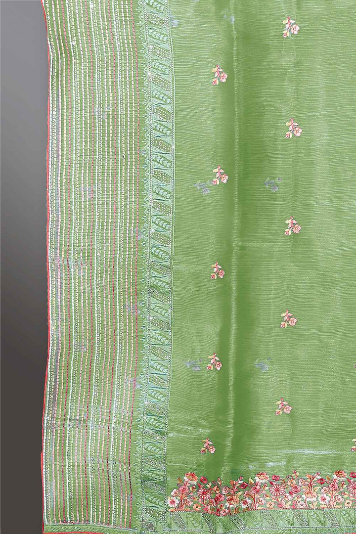 Pista Green Organza Silk Saree