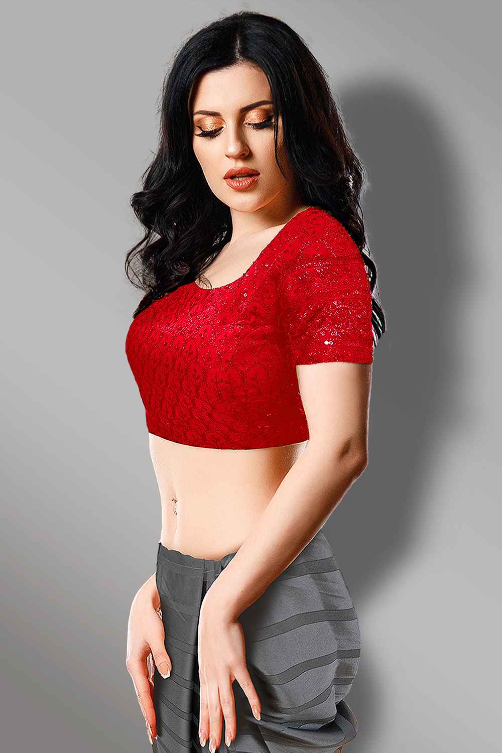 Red Embroidered Blouse