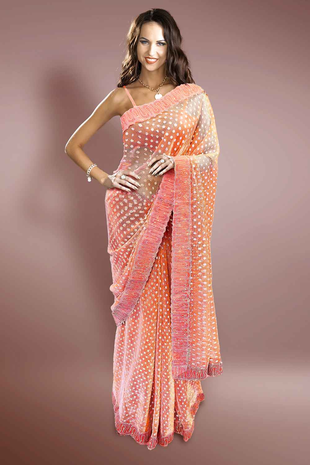 Rust Orange Saree