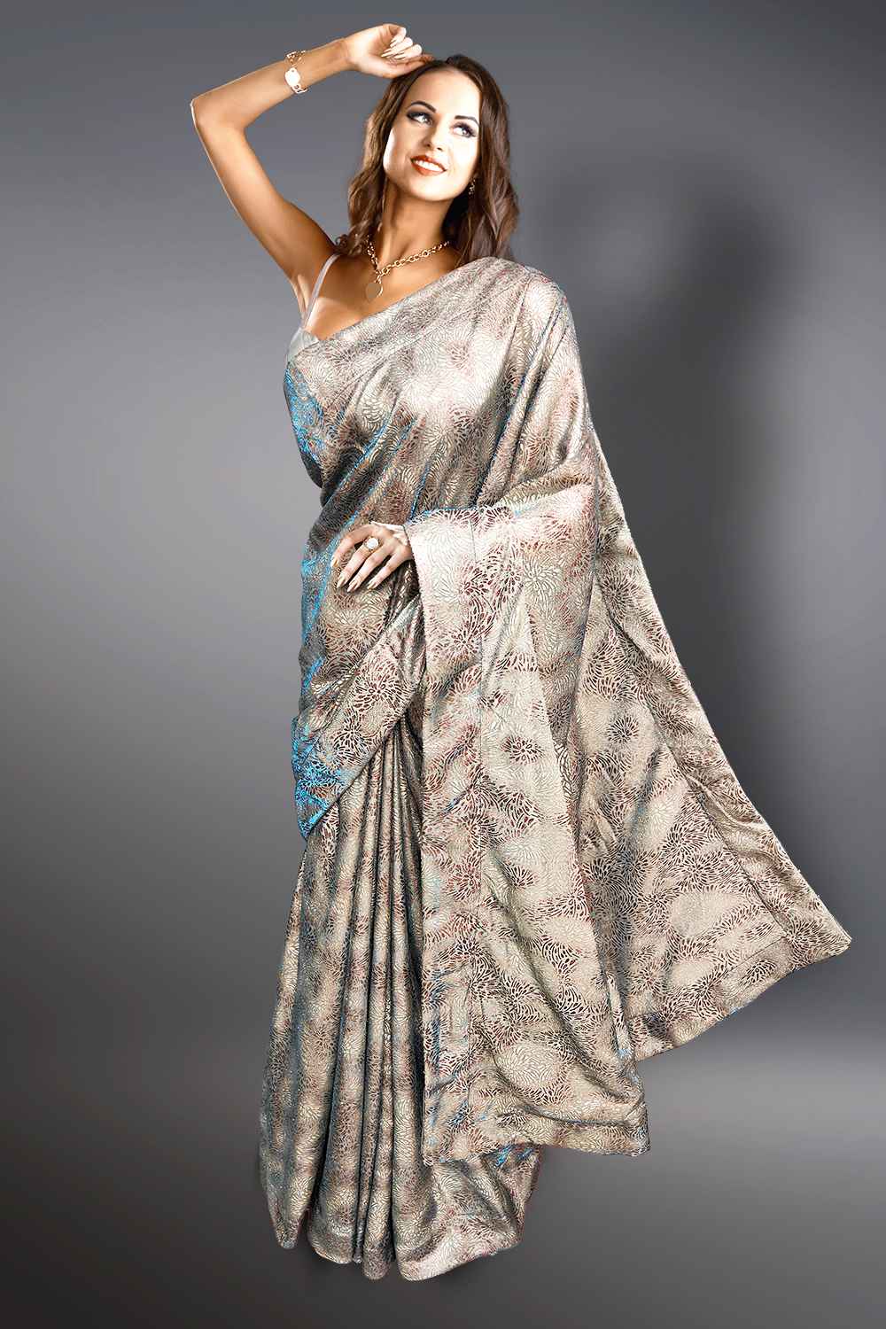 Silver Glitter Saree