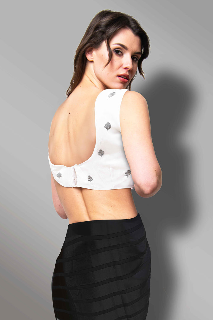 White Blouse with Buta Work