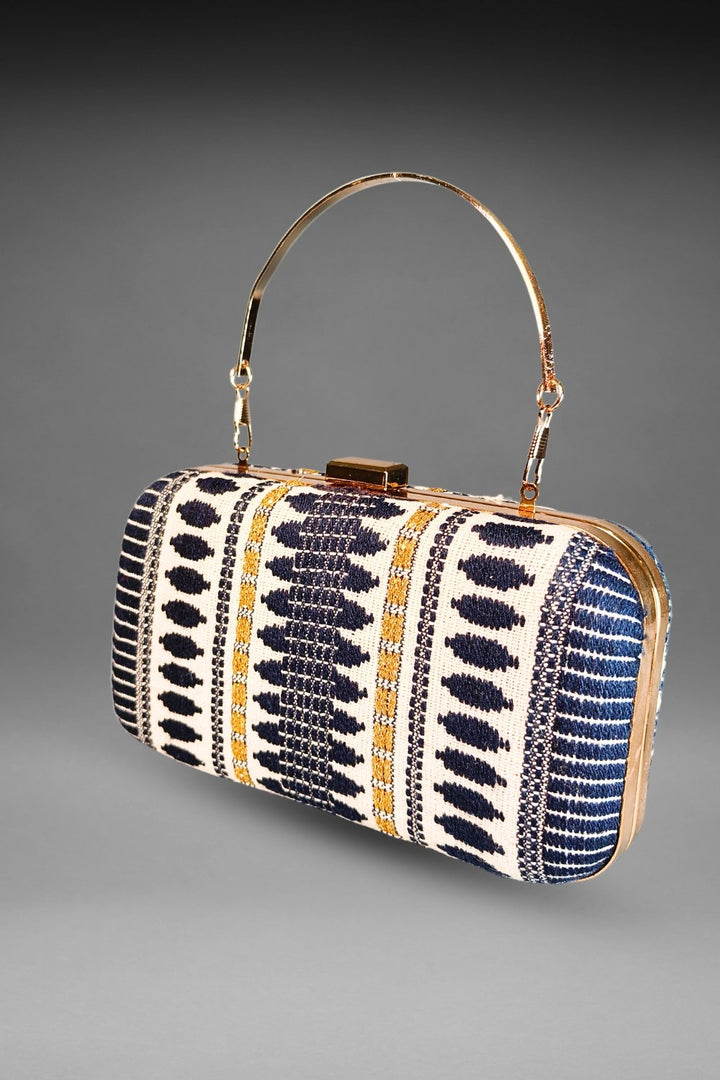 Black and White Threadwork Clutch