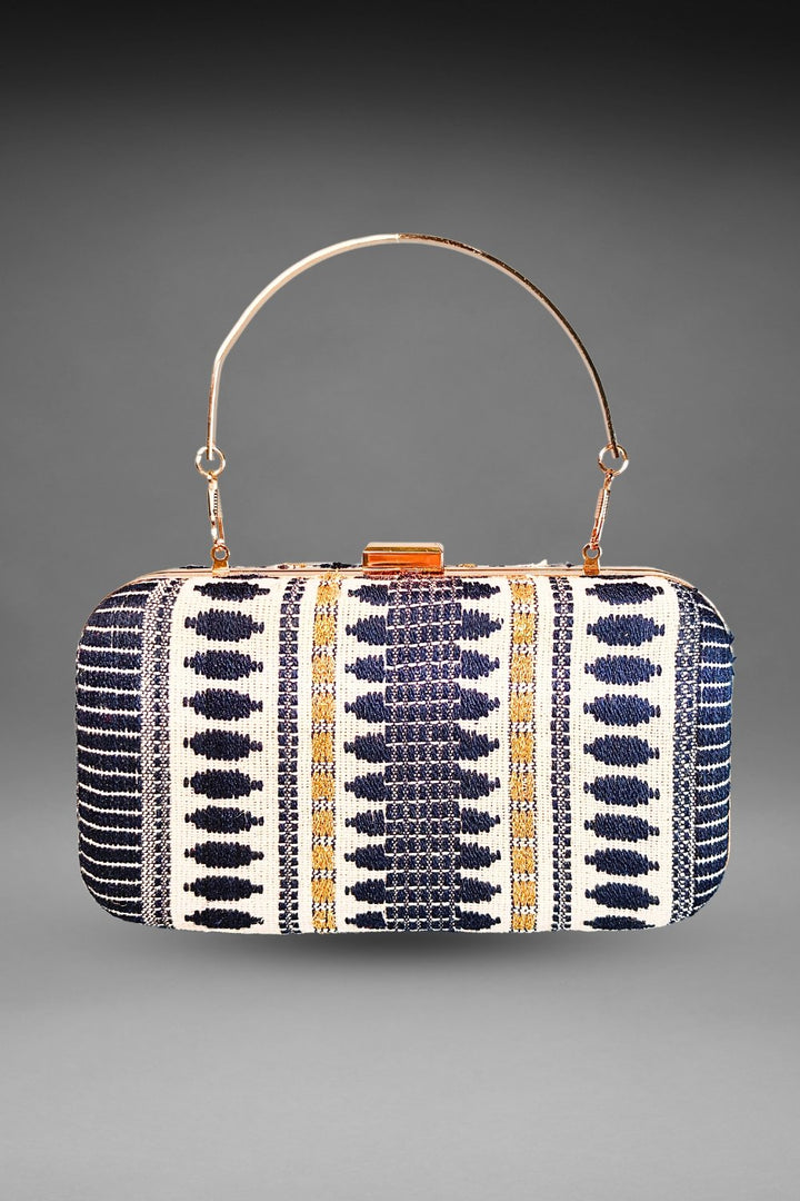 Black and White Threadwork Clutch