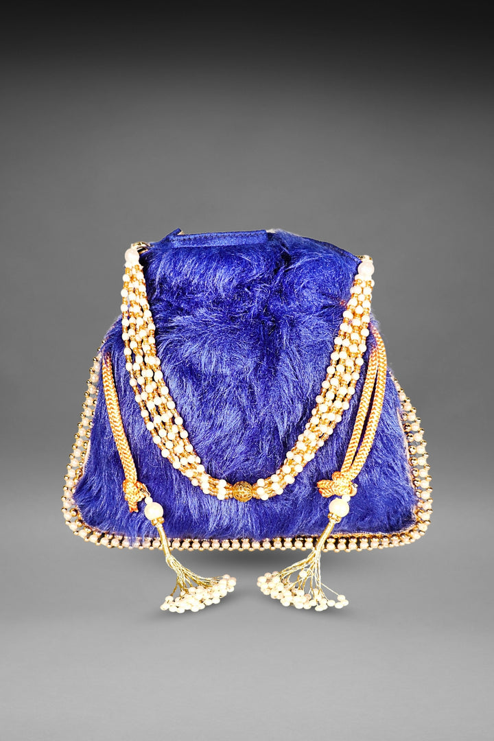 Blue Fur Potli Bag