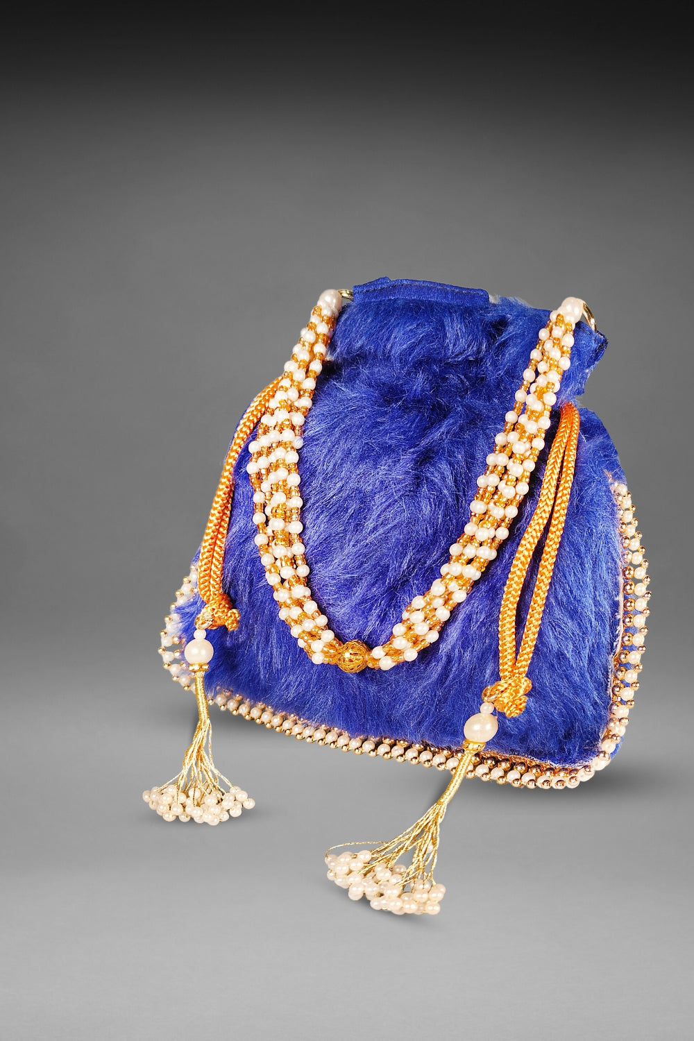 Blue Fur Potli Bag