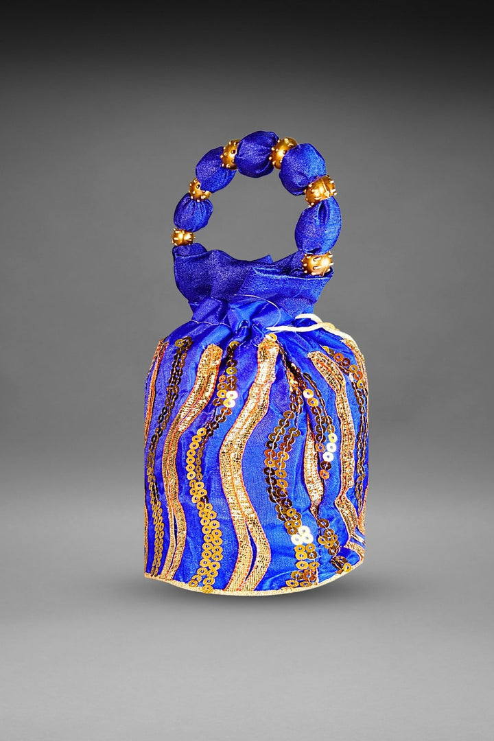 blue Sequin potli bag
