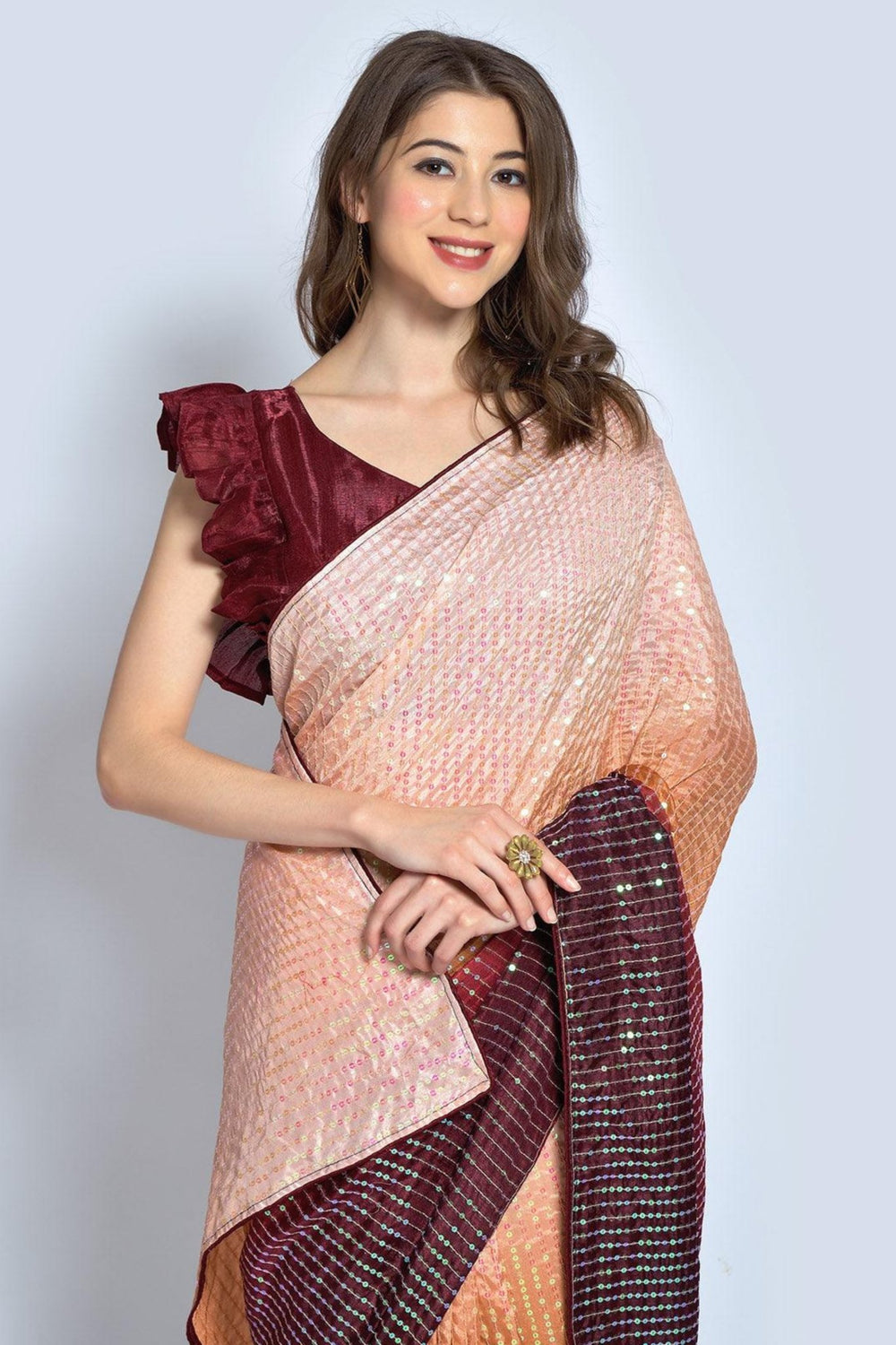 georgette sequin saree - georgette sequence saree