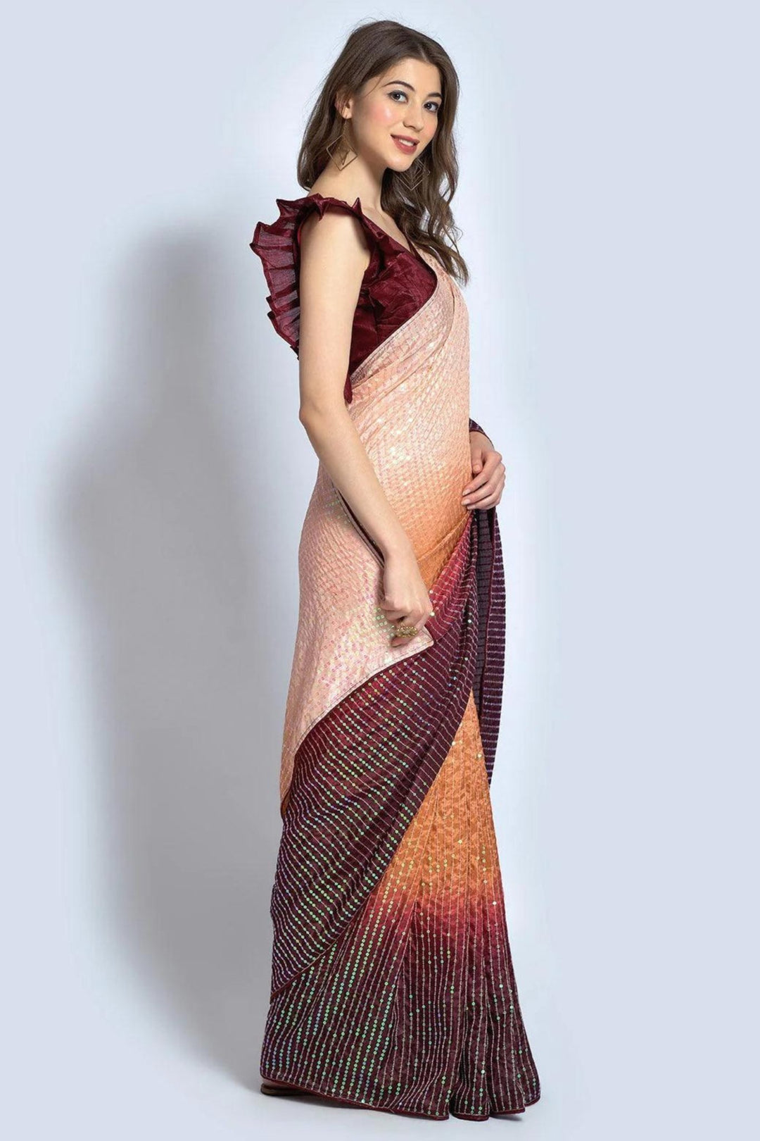 georgette sequin saree - georgette sequence saree