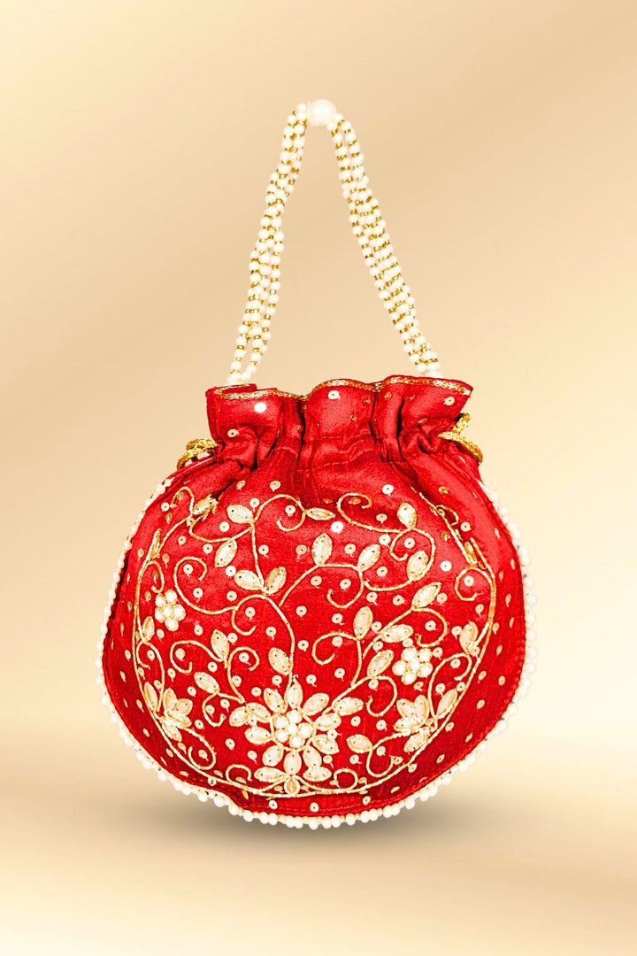 maroon party wear potli bag