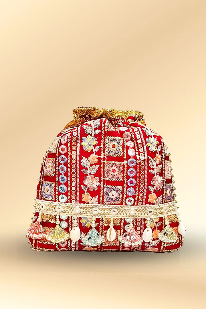 maroon potli bag