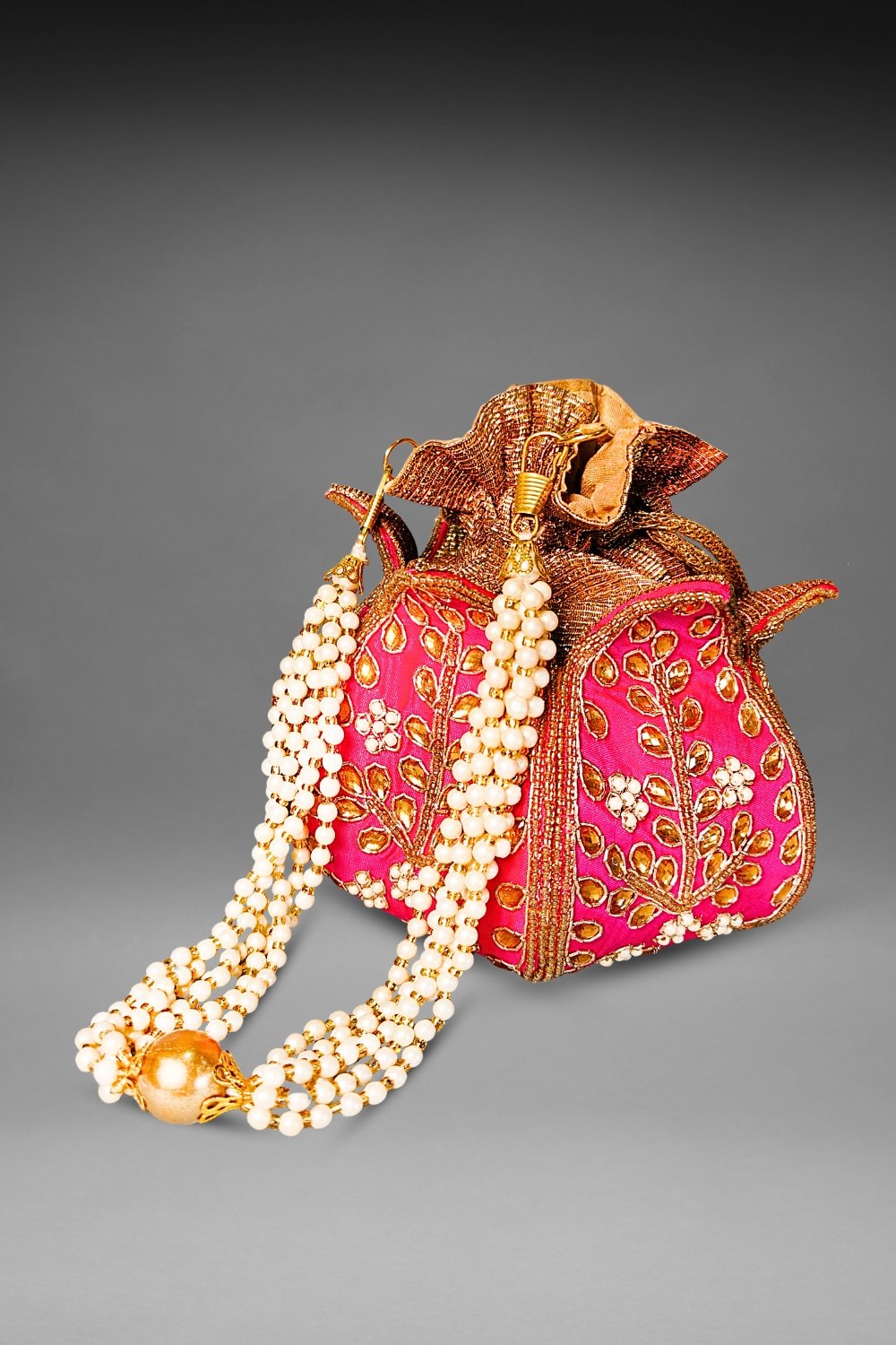 pink lotus potli bag