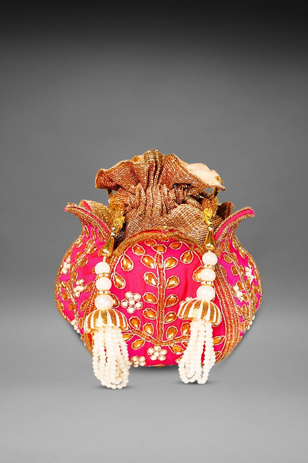 pink lotus potli bag