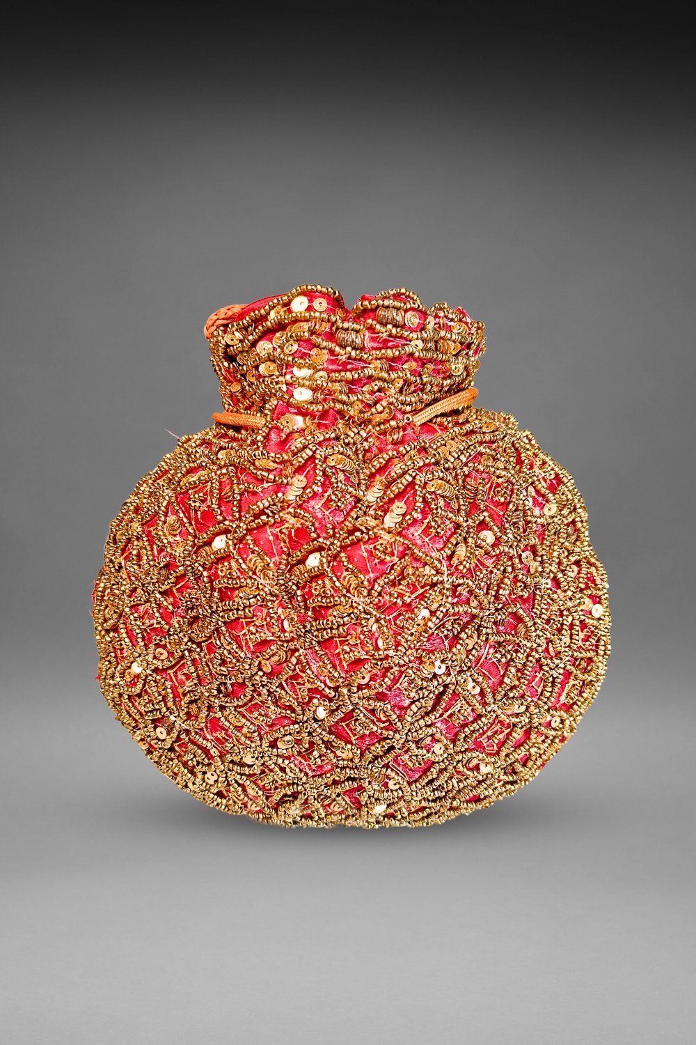 pink party wear potli bag