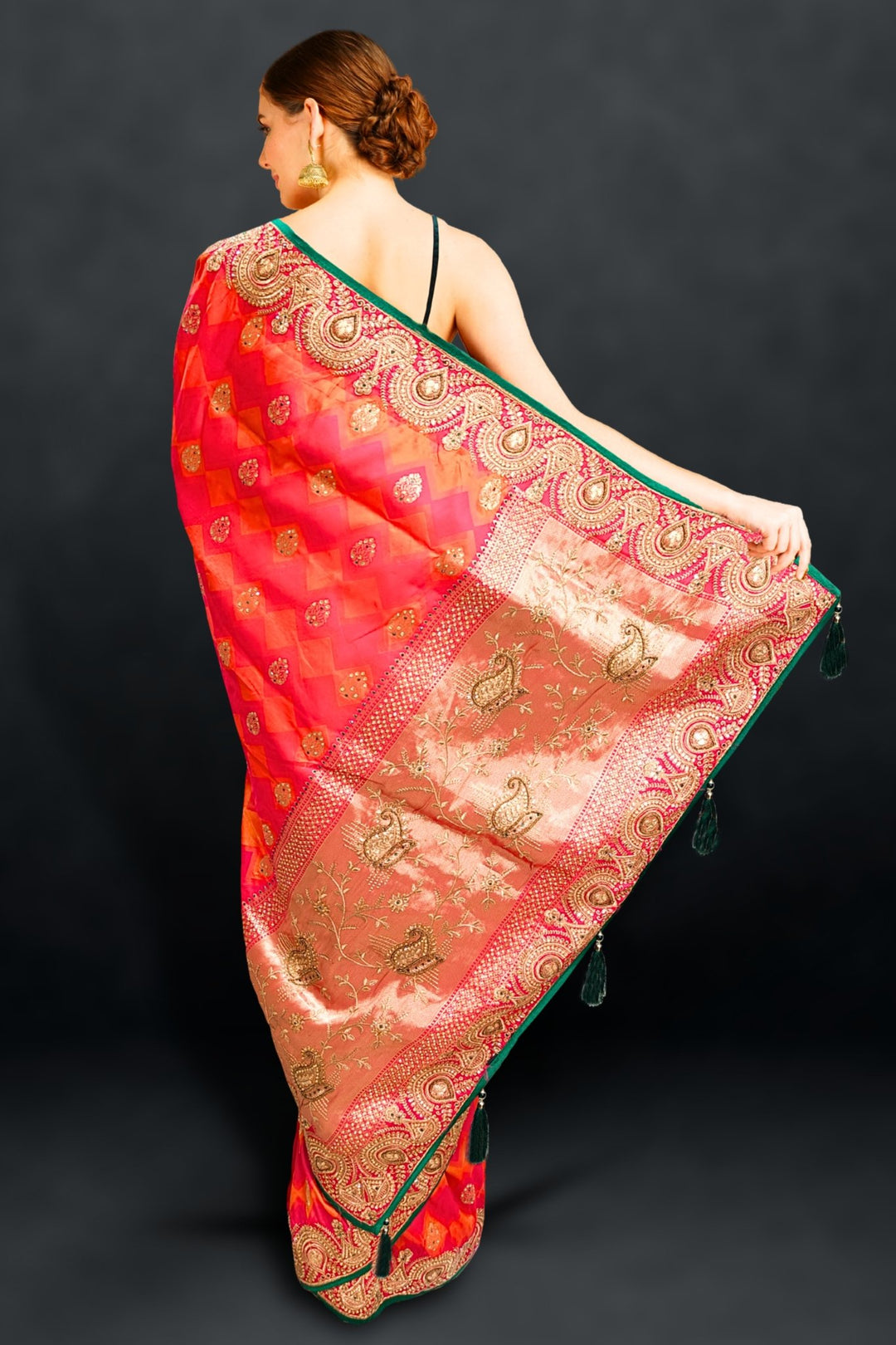 red kanchipuram saree - red kanchipuram silk saree - red kanchipuram bridal saree