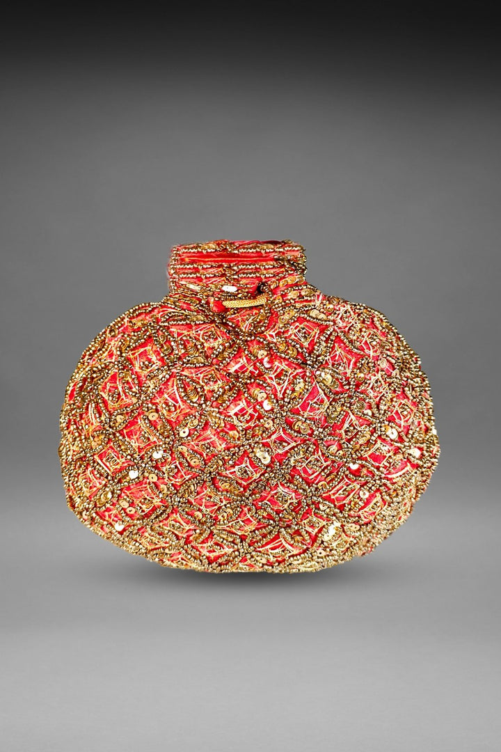 red party wear potli bag