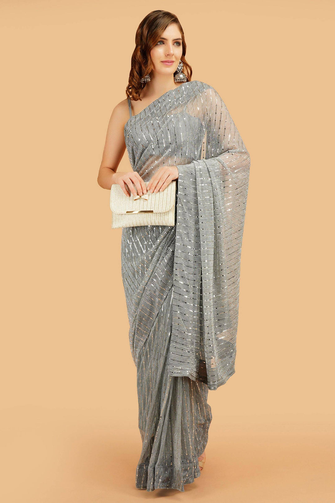 Sparks Fly Silver Saree - Sttylme